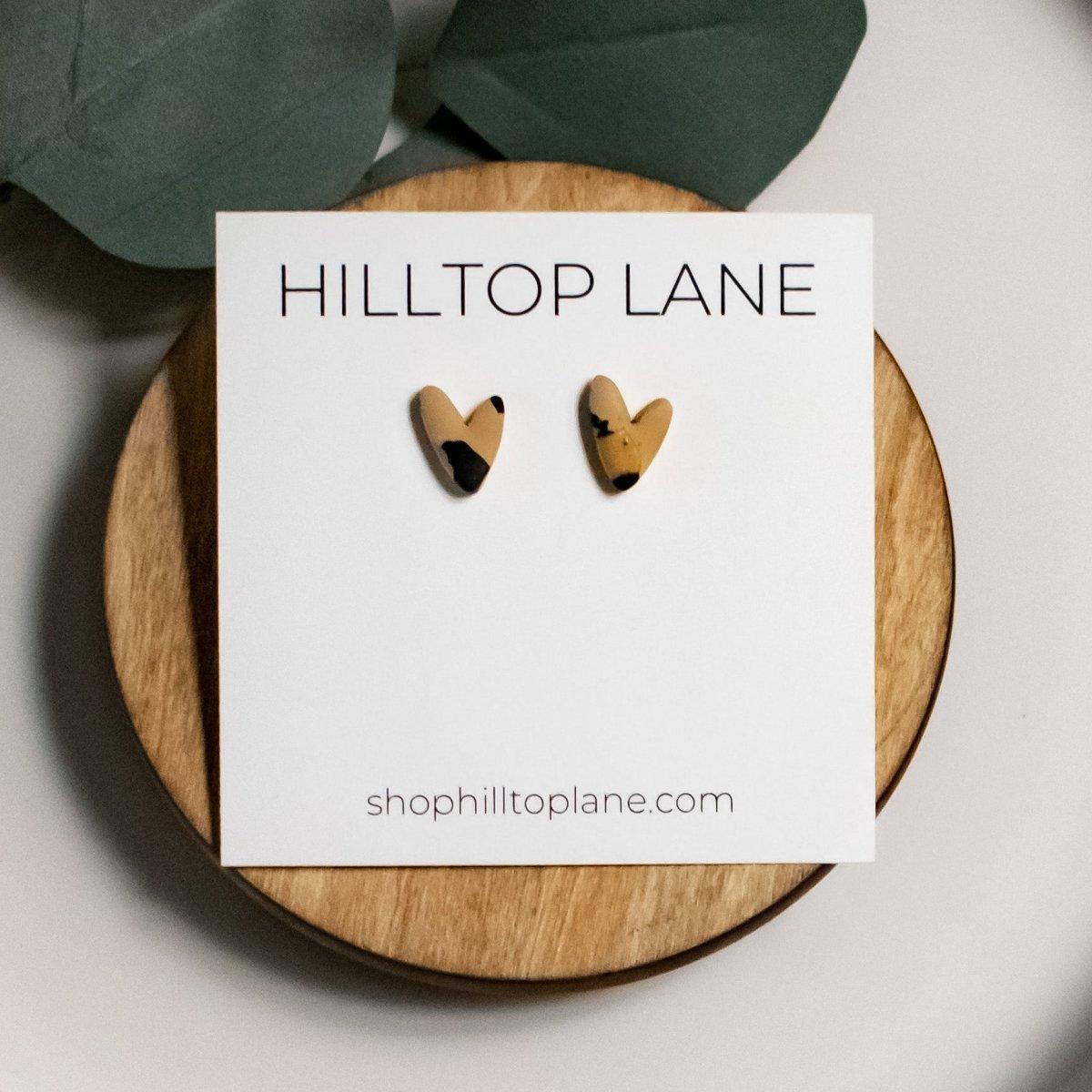 Dainty Leopard Print Heart Stud Earrings - Hilltop Lane Boutique