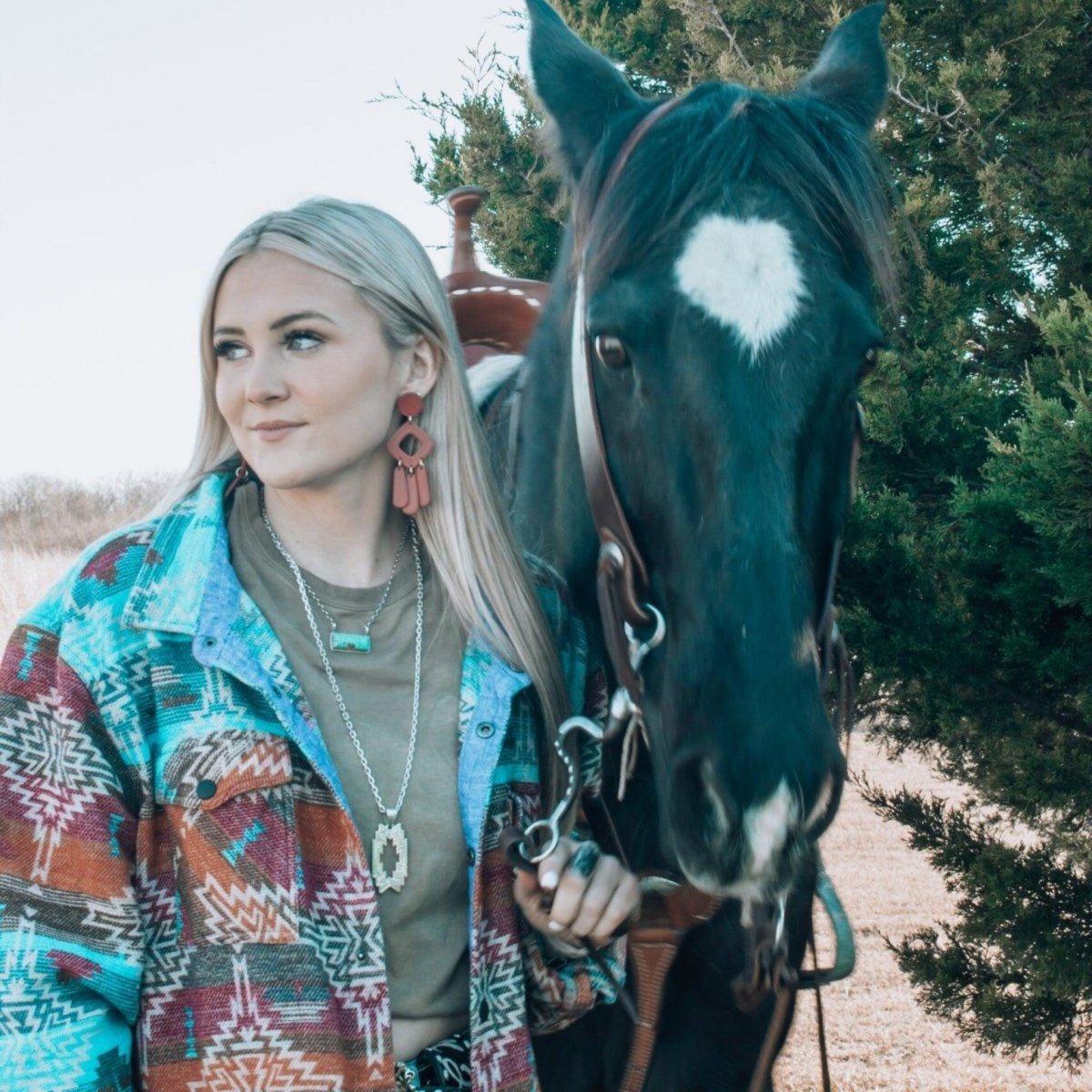 Joy | Southwest Red Geometric Handmade Clay Earrings - Hilltop Lane Boutique