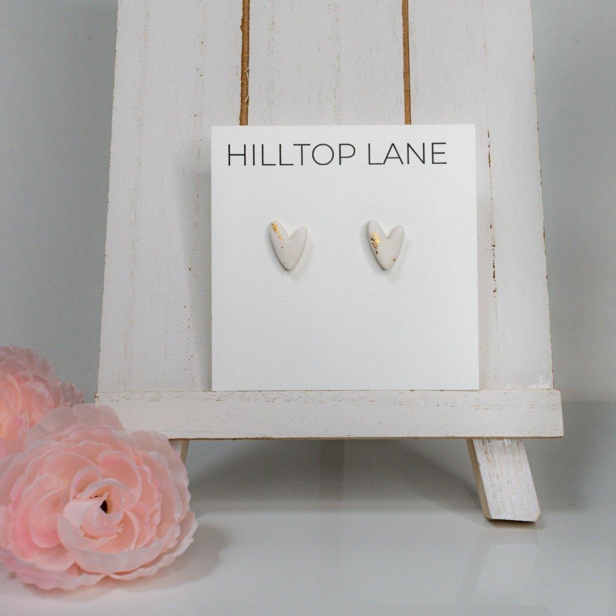 Dainty White Heart Clay Stud Earrings - Hilltop Lane Boutique