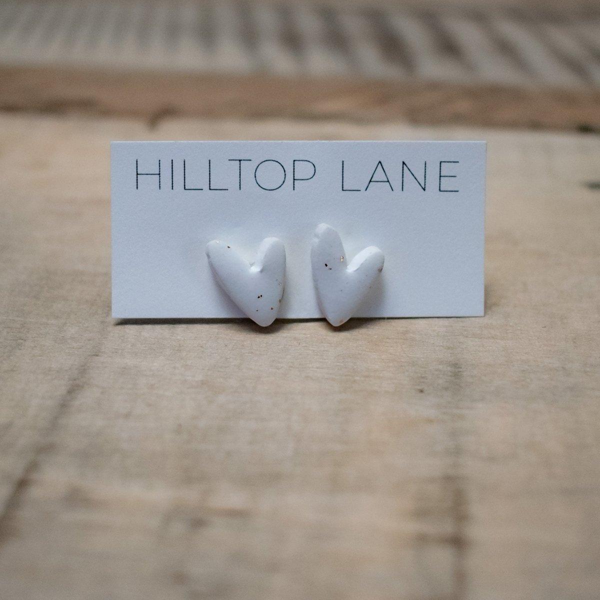 Dainty White Heart Clay Stud Earrings - Hilltop Lane Boutique