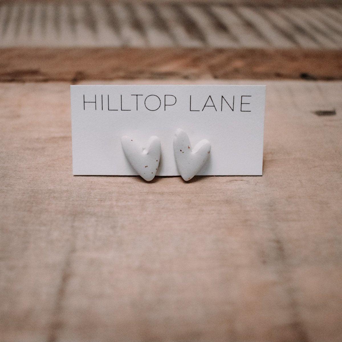 Dainty White Heart Clay Stud Earrings - Hilltop Lane Boutique