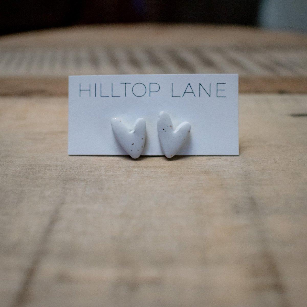 Dainty White Heart Clay Stud Earrings - Hilltop Lane Boutique