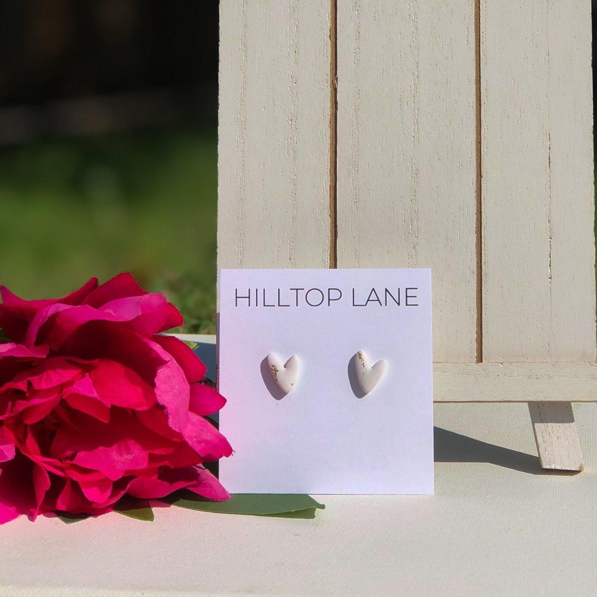 Dainty White Heart Clay Stud Earrings - Hilltop Lane Boutique