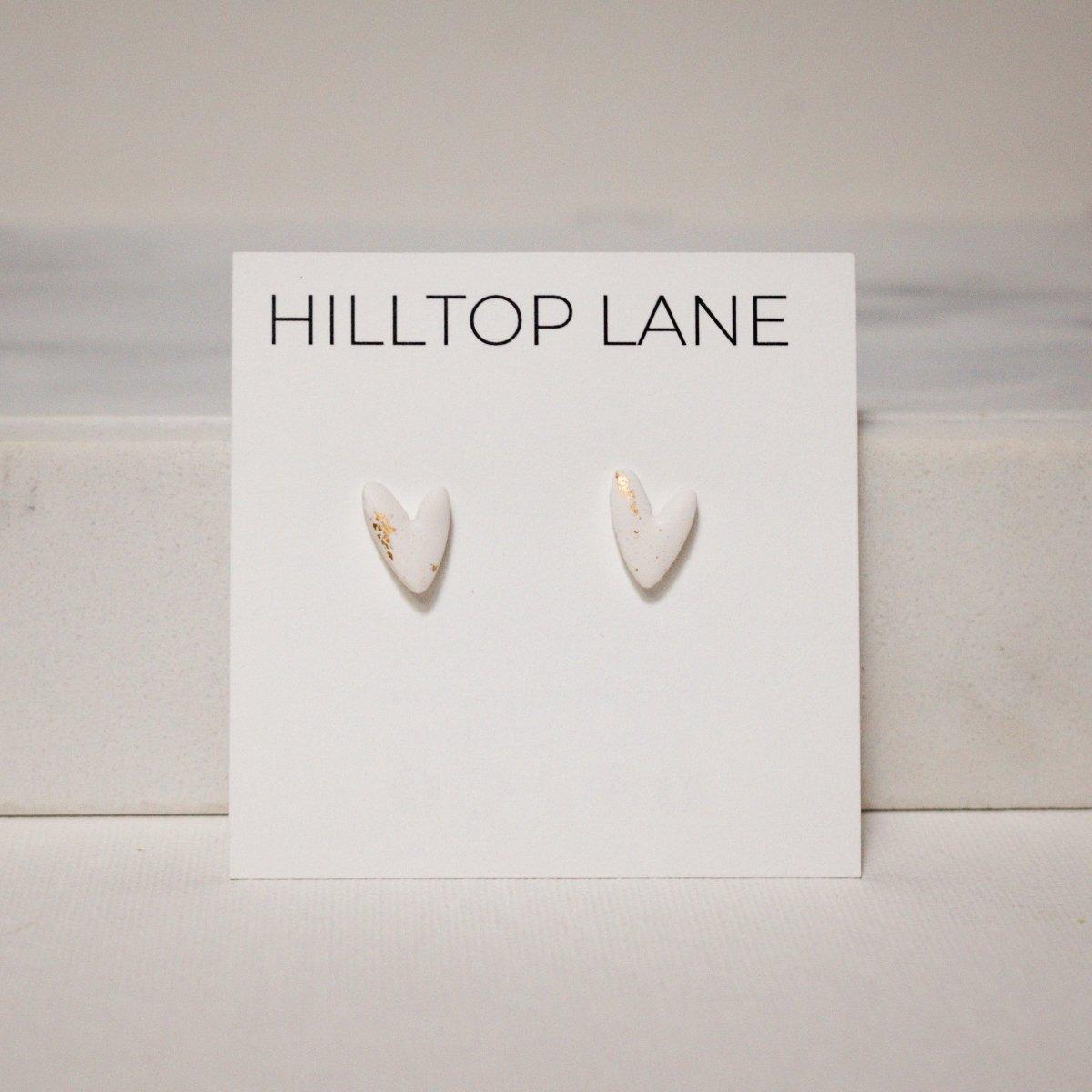 Dainty White Heart Clay Stud Earrings - Hilltop Lane Boutique