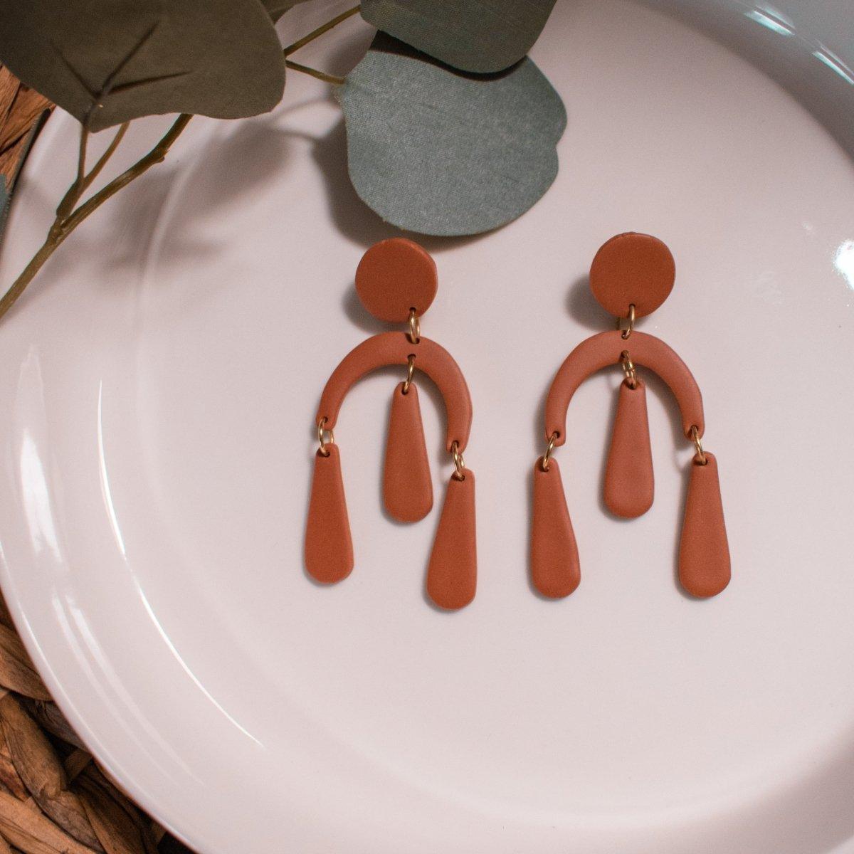 Leann | Modern Geometric Clay Statement Earrings - Hilltop Lane Boutique