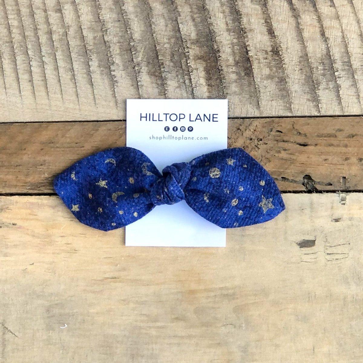 Moon and Stars Handmade Fabric Hair Bows - Hilltop Lane Boutique