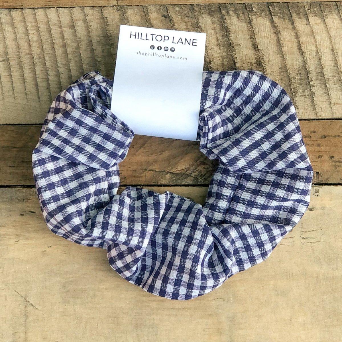 Navy Gingham Handmade Scrunchies - Hilltop Lane Boutique