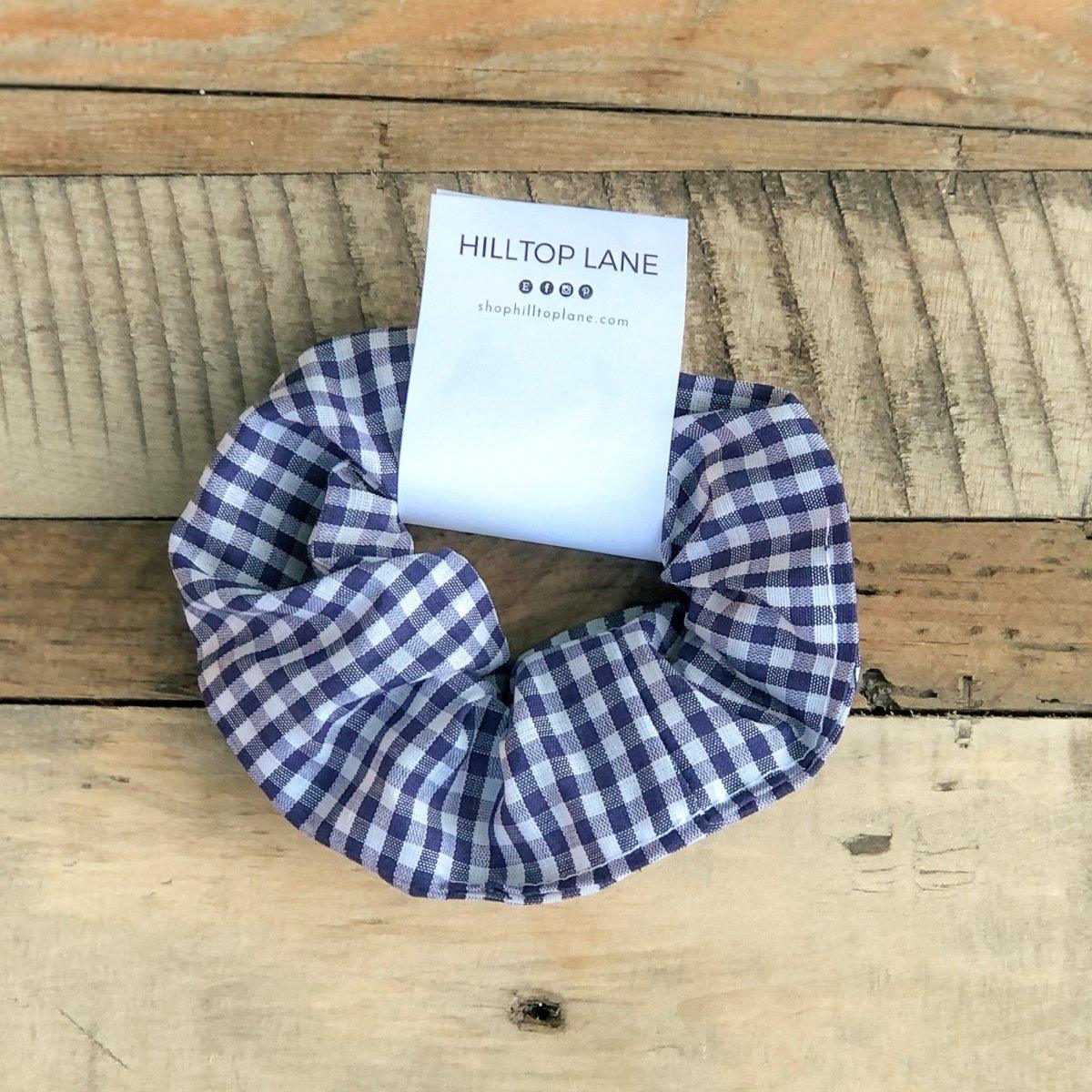 Navy Gingham Handmade Scrunchies - Hilltop Lane Boutique