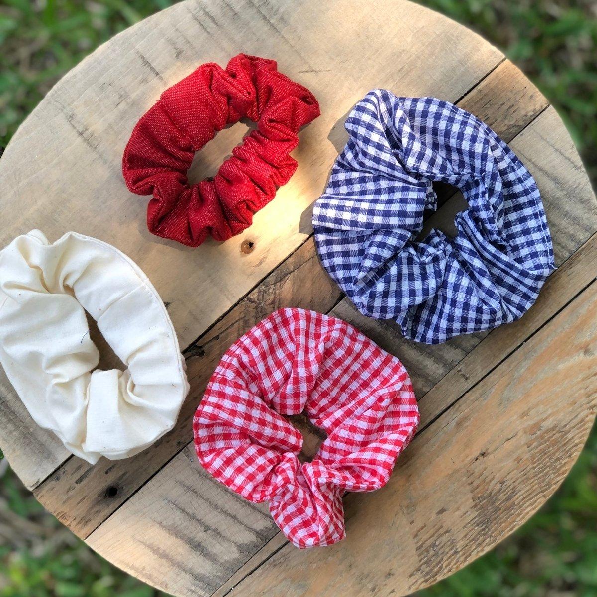 Navy Gingham Handmade Scrunchies - Hilltop Lane Boutique