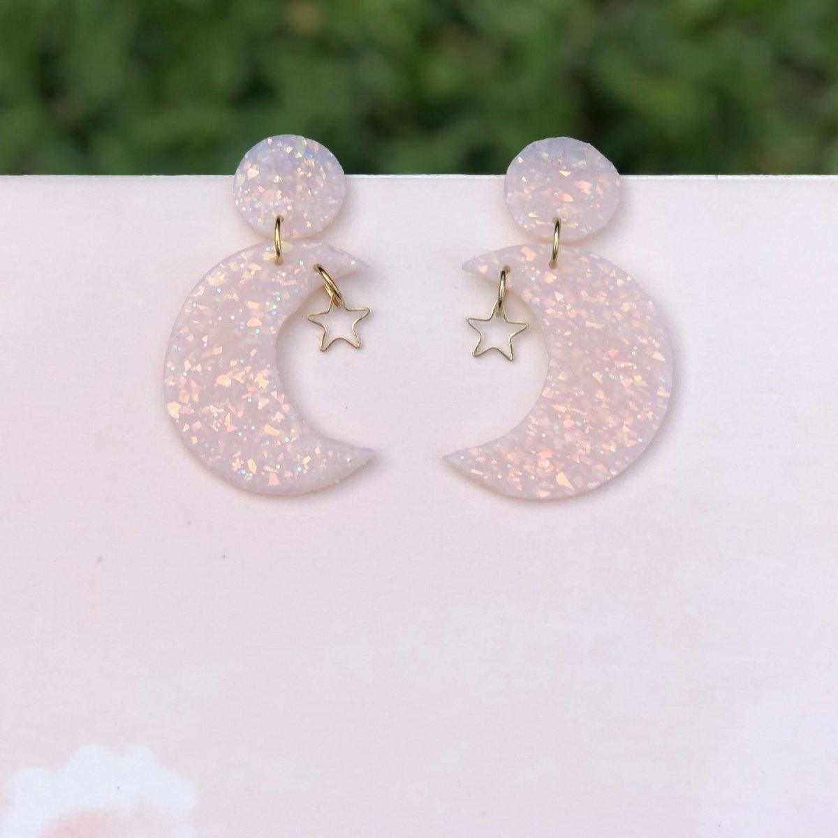 Mallory | Opal Crescent Moon Clay Earrings - Hilltop Lane Boutique