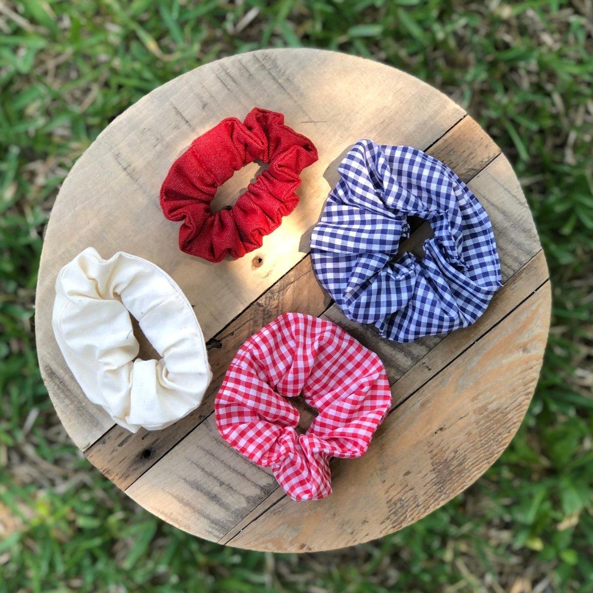 Red Gingham Handmade Scrunchies - Hilltop Lane Boutique