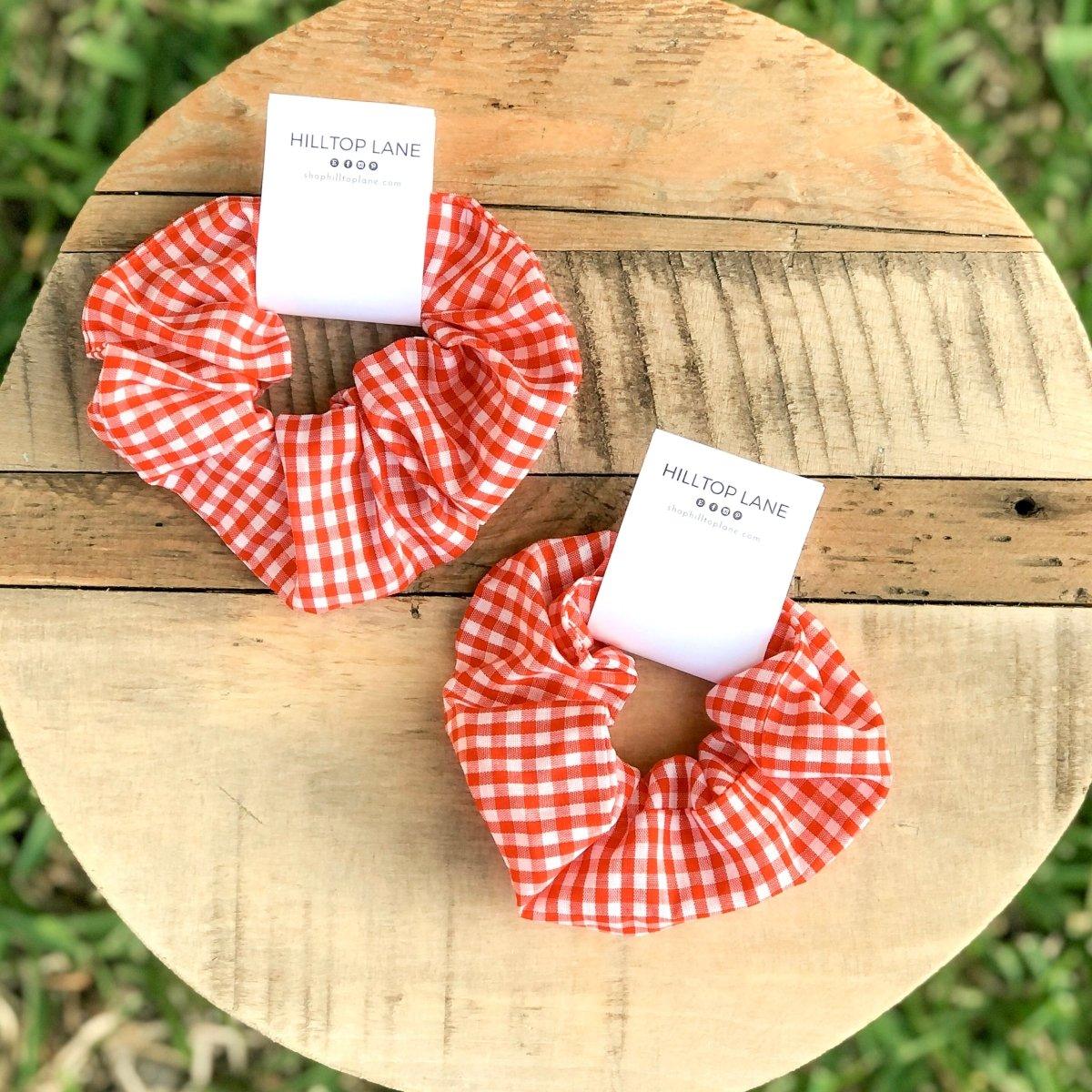 Red Gingham Handmade Scrunchies - Hilltop Lane Boutique