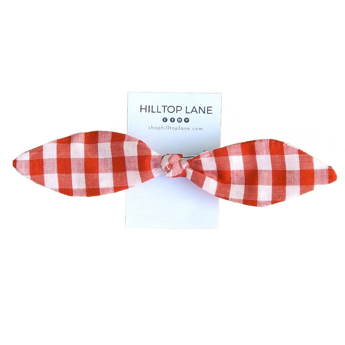 Red Gingham Knotted Hair Bows - Hilltop Lane Boutique