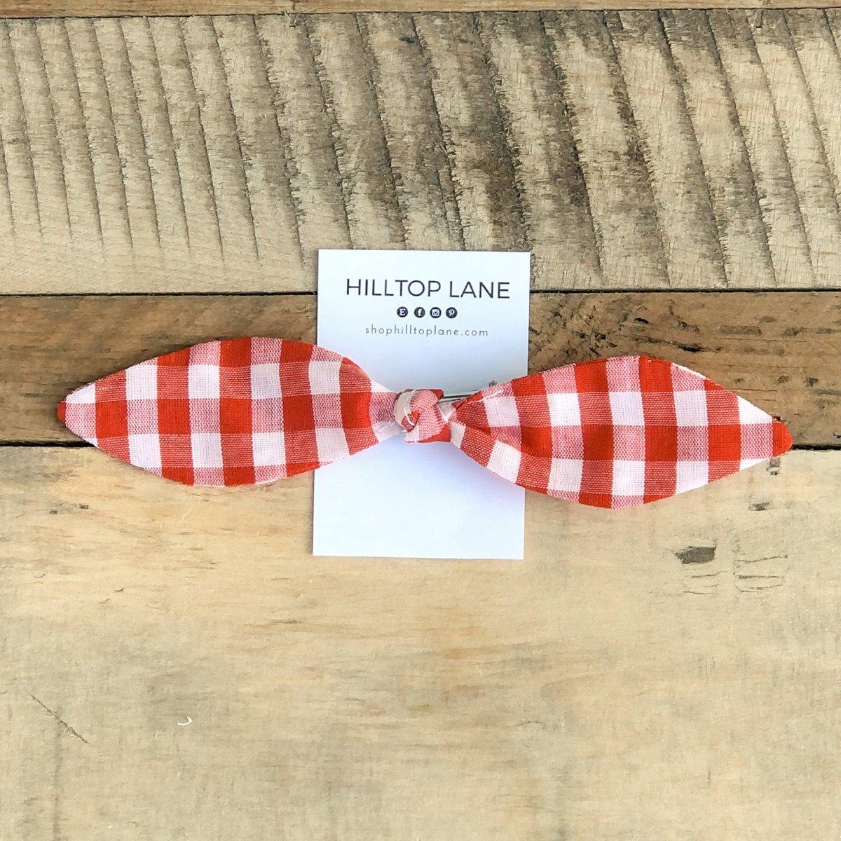 Red Gingham Knotted Hair Bows - Hilltop Lane Boutique