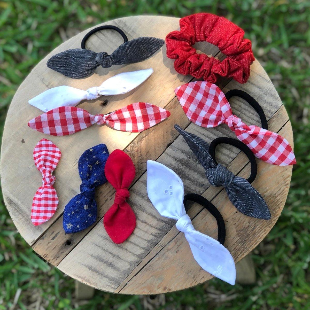 Red Gingham Knotted Hair Bows - Hilltop Lane Boutique