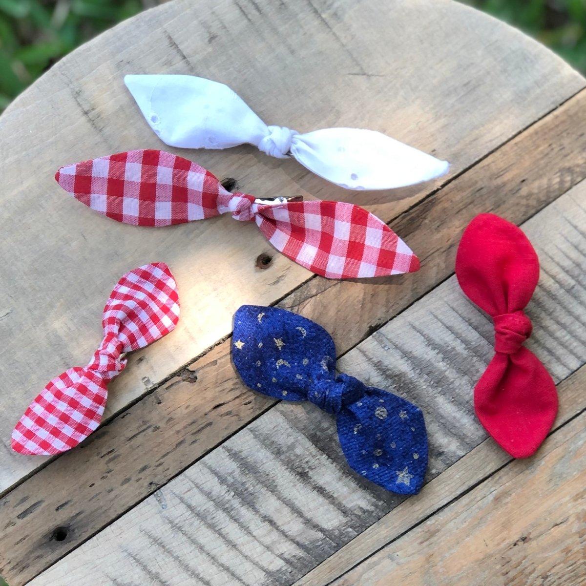 Red Gingham Knotted Hair Bows - Hilltop Lane Boutique