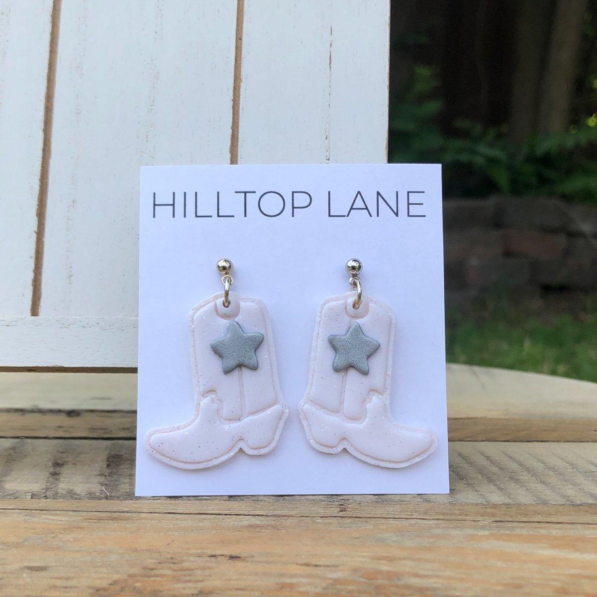 White Boot Earrings with Silver Star | Dallas Cowboys-Inspired - Hilltop Lane Boutique