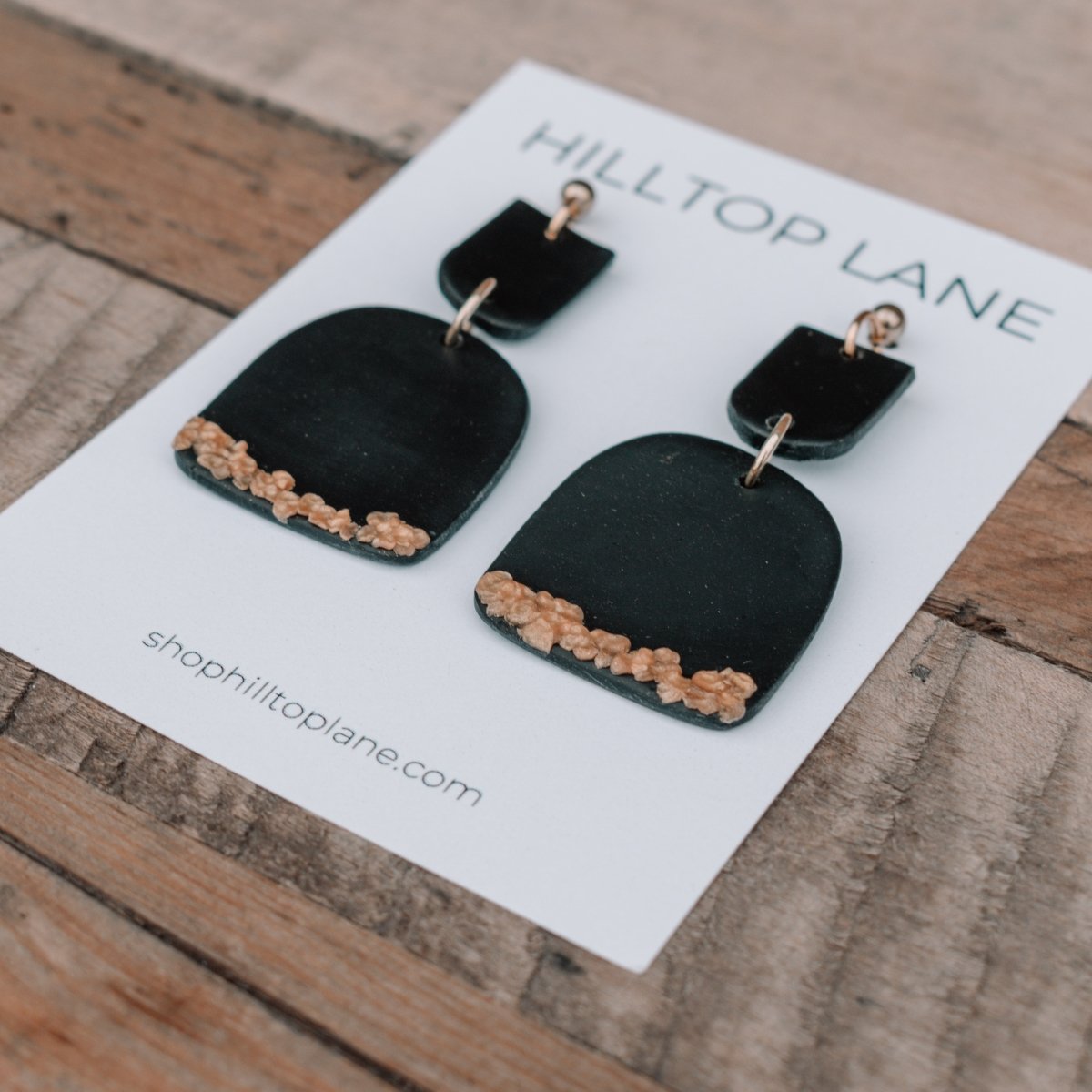 Dorris | Black with Gold Accents Clay Statement Earrings - Hilltop Lane Boutique