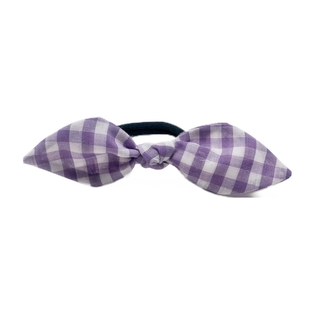 Lavender Gingham Top Knot Ponytail Holder - Hilltop Lane Boutique