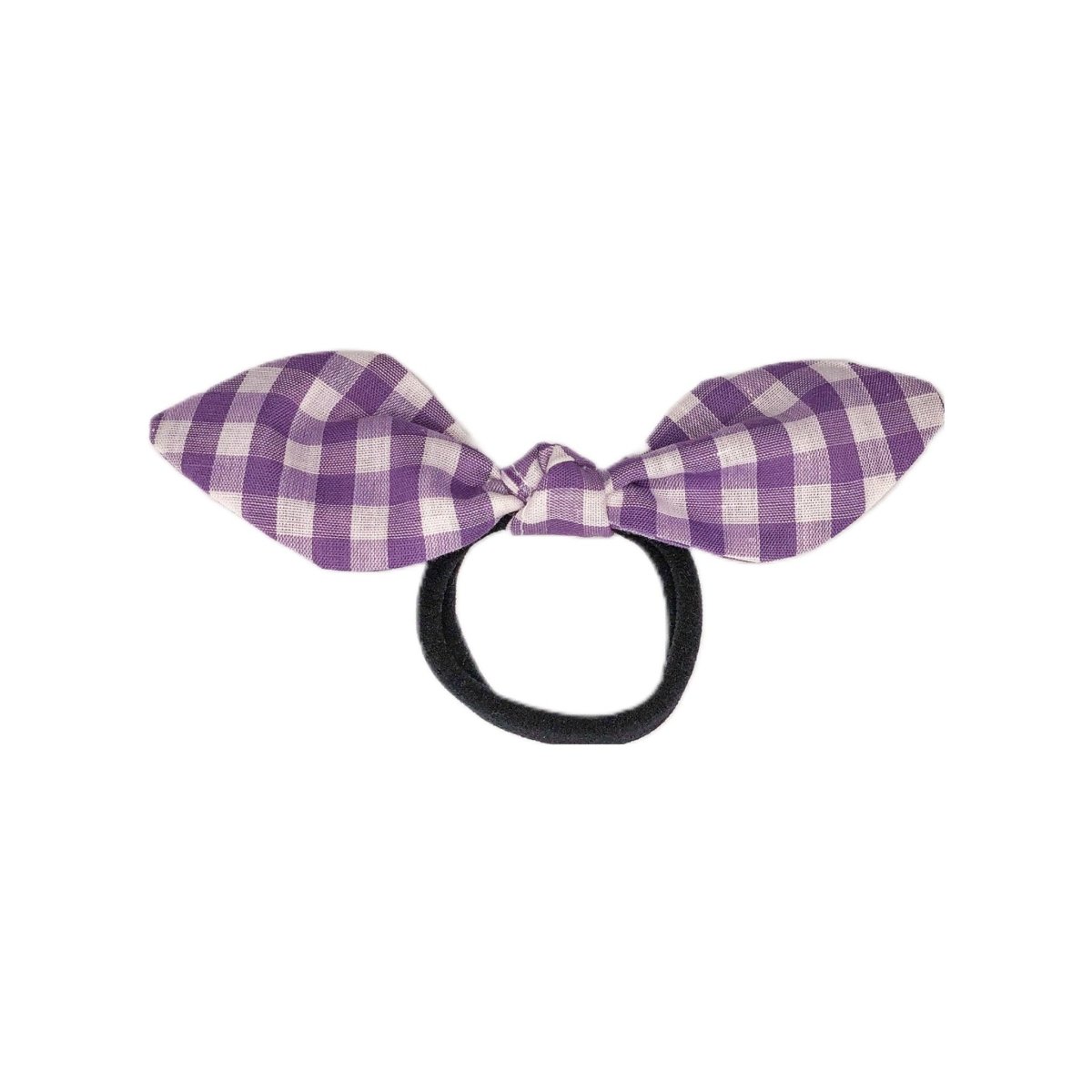 Lavender Gingham Top Knot Ponytail Holder - Hilltop Lane Boutique