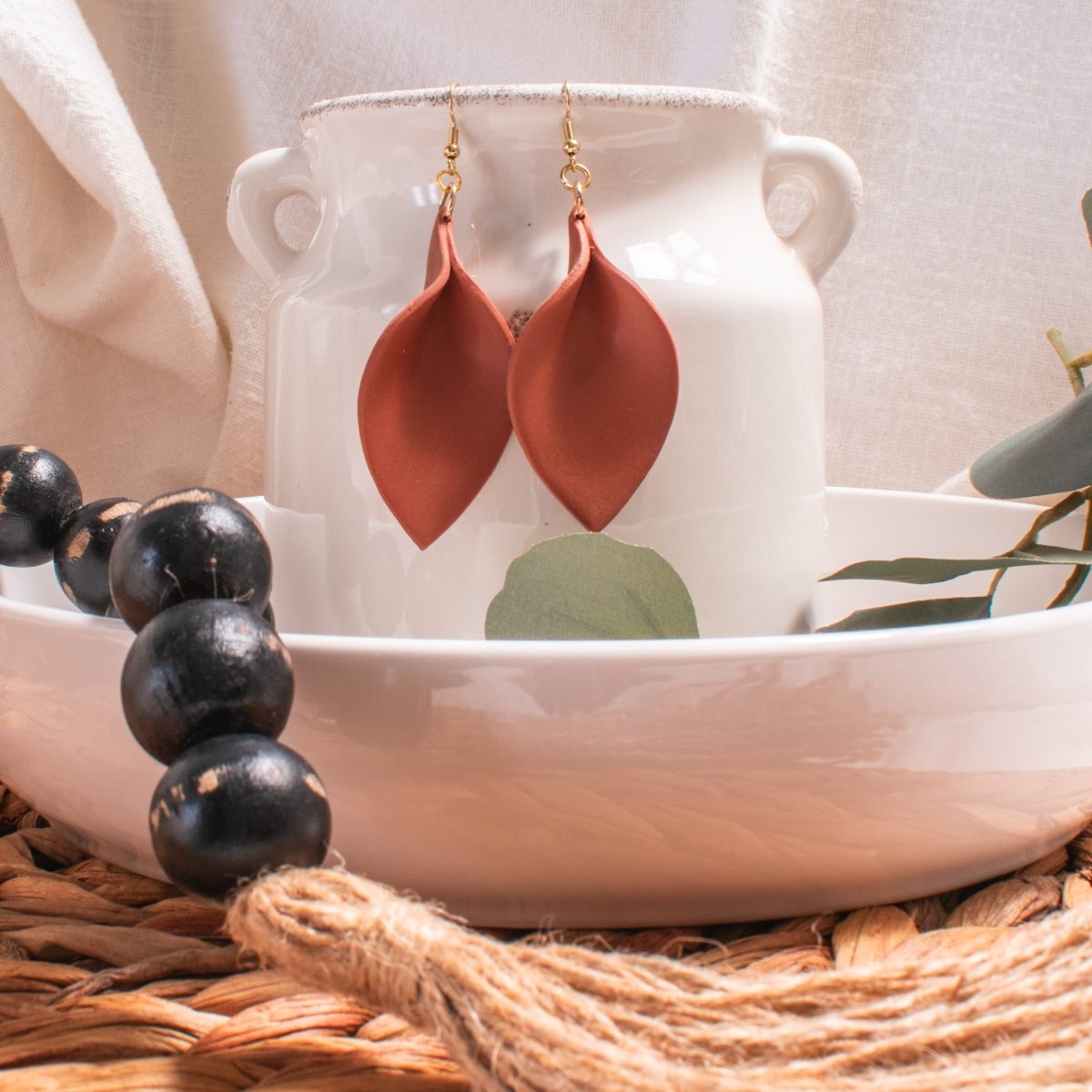 Darla | Minimalist Leaf Clay Earrings - Hilltop Lane Boutique