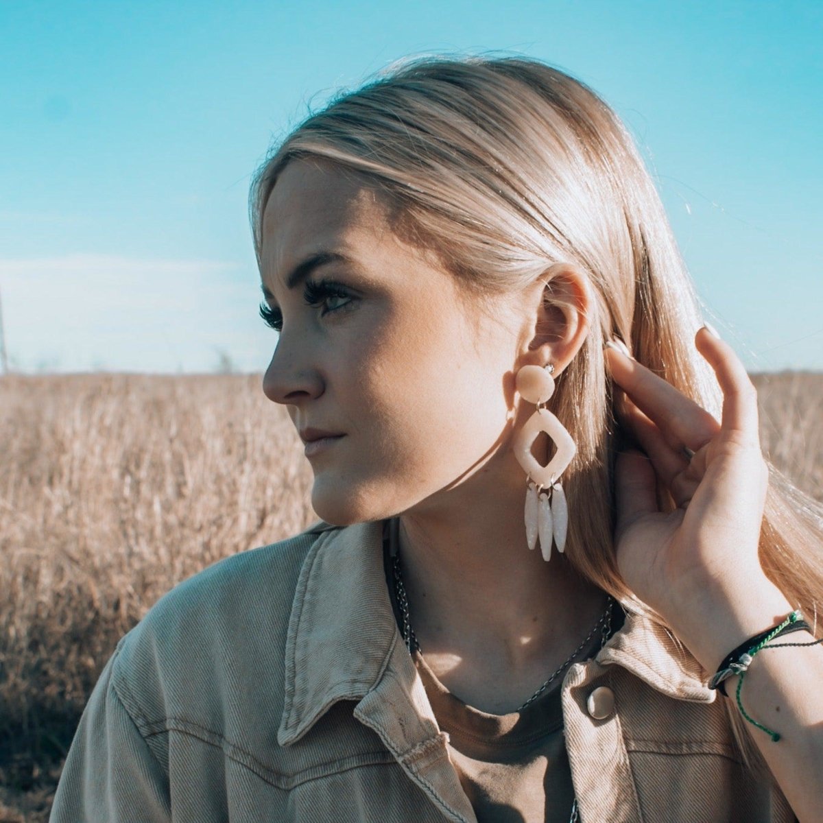 Tara | Opal Geometric Dangle Earrings - Hilltop Lane Boutique