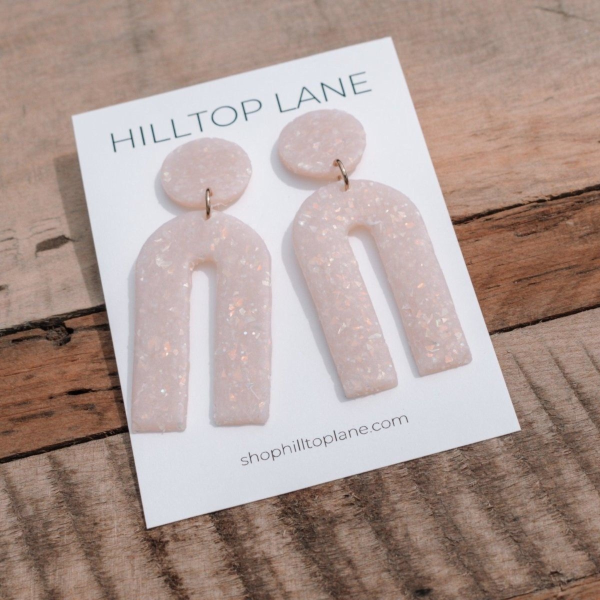 Myra | Opal Glitter Modern Arch Clay Earrings - Hilltop Lane Boutique