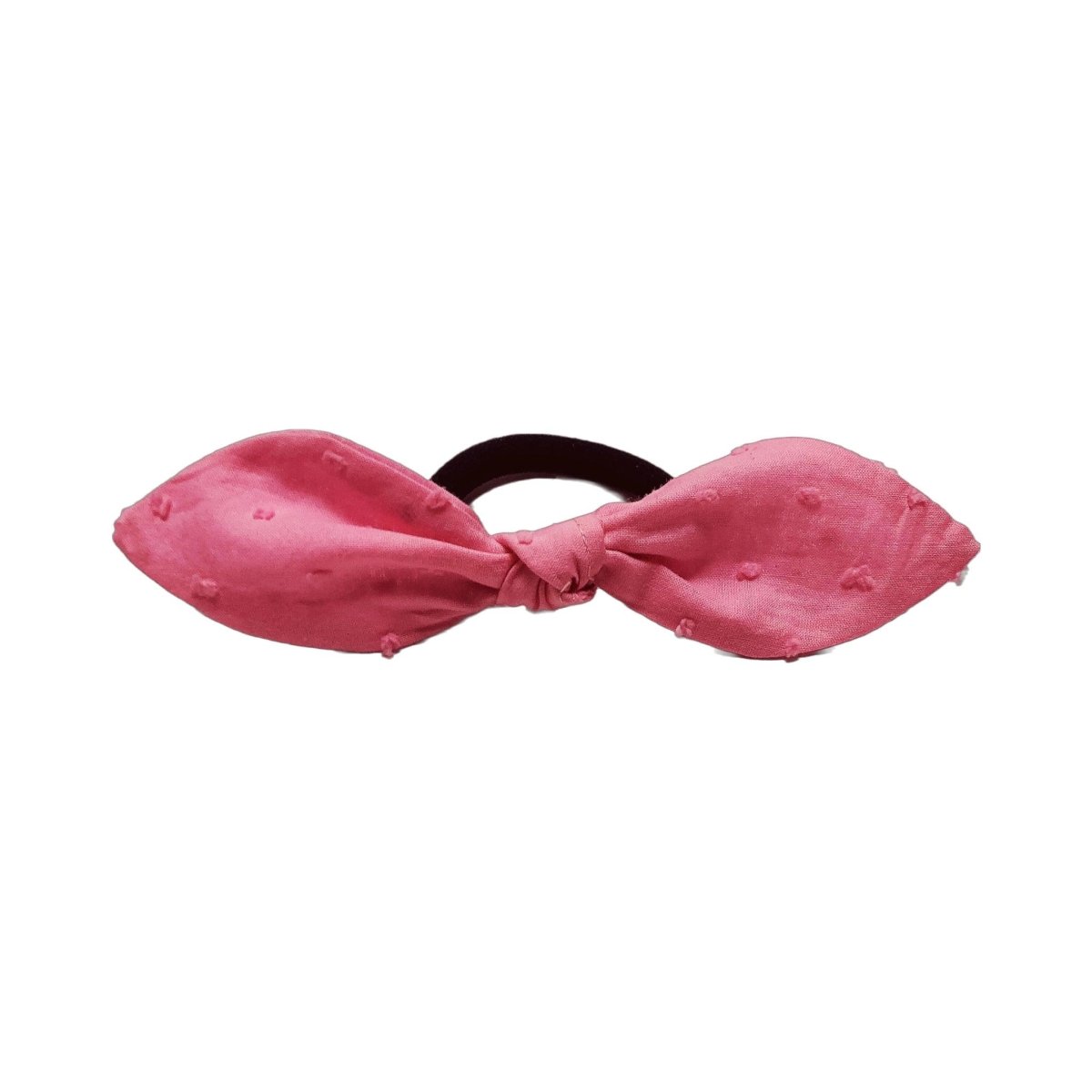 Pink Textured Fabric Bow Ponytail Holder - Hilltop Lane Boutique