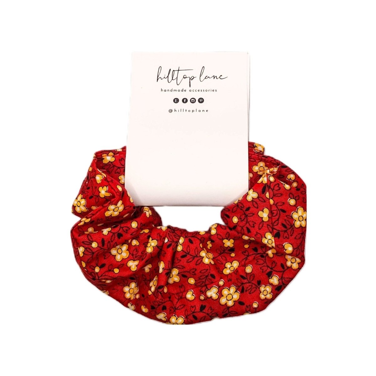 Red Floral Handmade Scrunchies - Hilltop Lane Boutique