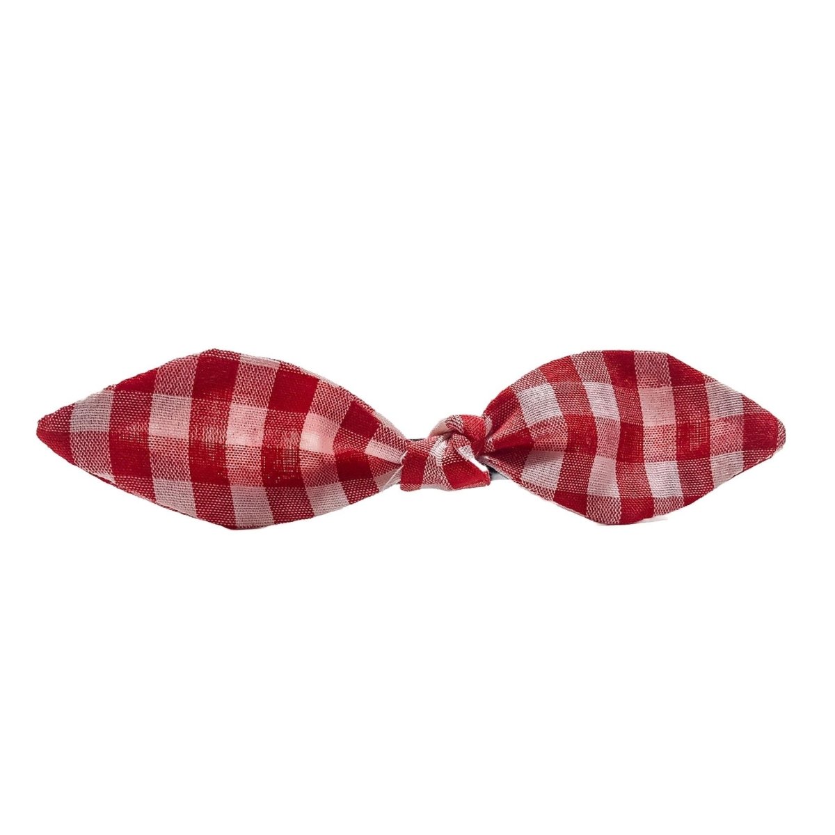 Red Gingham Fabric Bow Ponytail Holder - Hilltop Lane Boutique