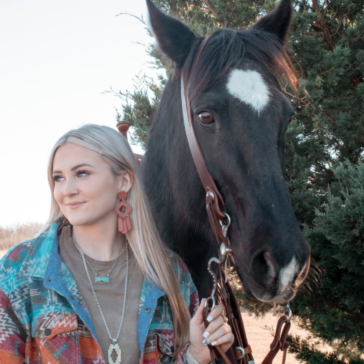 Joy | Southwest Red Geometric Handmade Clay Earrings - Hilltop Lane Boutique