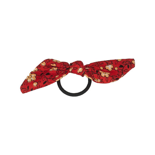 Vintage Red Calico Floral Toddler Ponytail Holder - Hilltop Lane Boutique