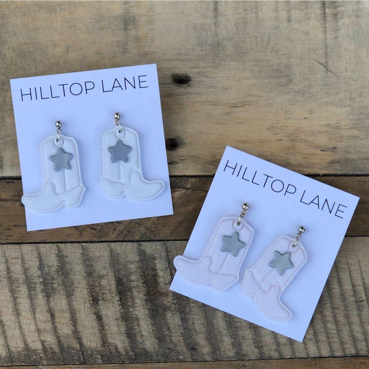 White Boot Earrings with Silver Star | Dallas Cowboys-Inspired - Hilltop Lane Boutique